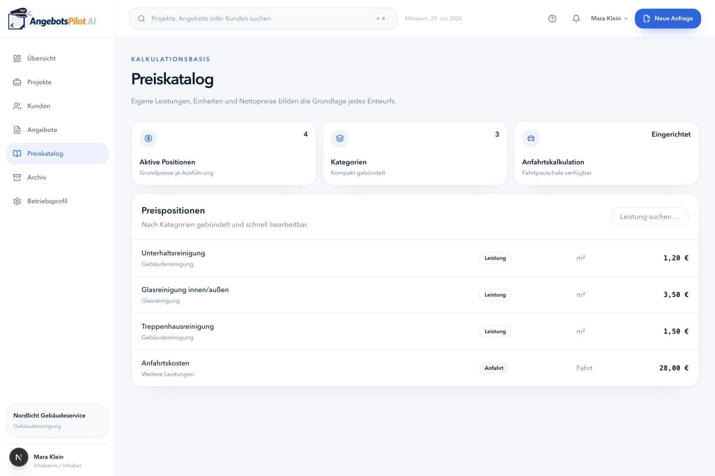 Aktueller AngebotsPilot Preiskatalog
